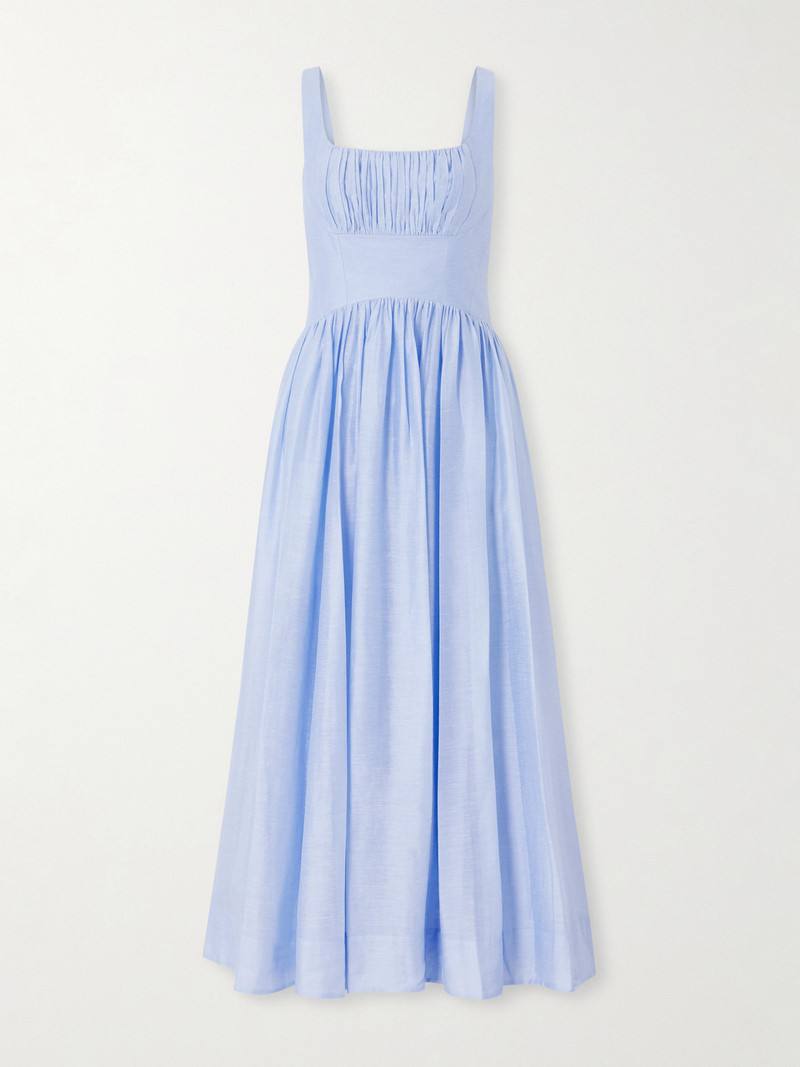Mist Pleated Paneled Lyocell-blend Midi Dress 1