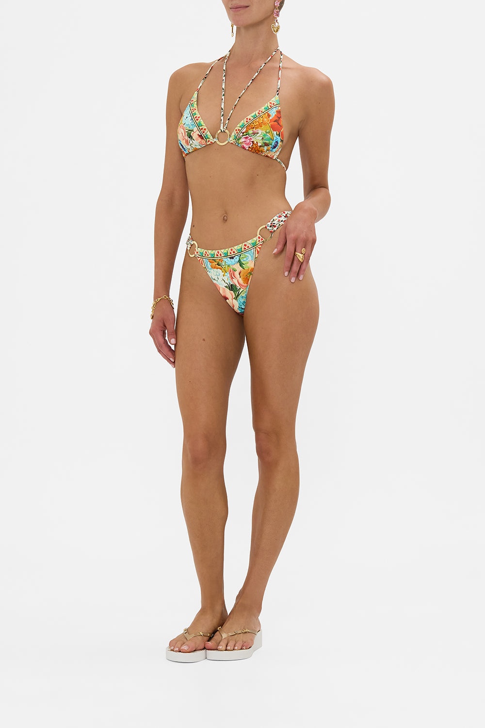 MULTI STRAP TRI BIKINI SET WITH EYELET TRIMS - 4