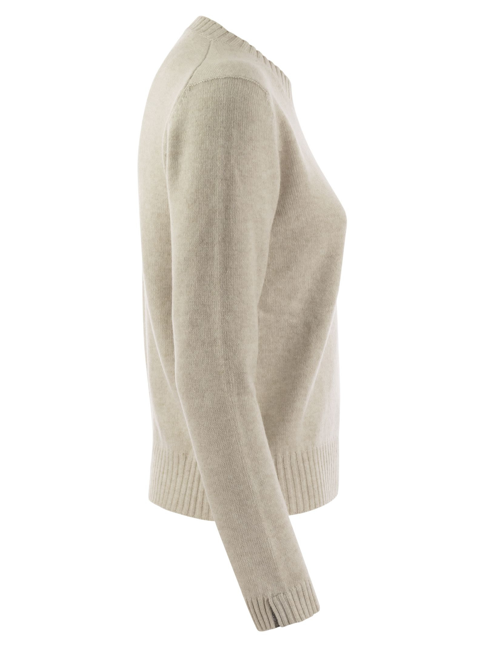 Brunello Cucinelli Women Cashmere Sweater With Shiny Cuff Details - 3