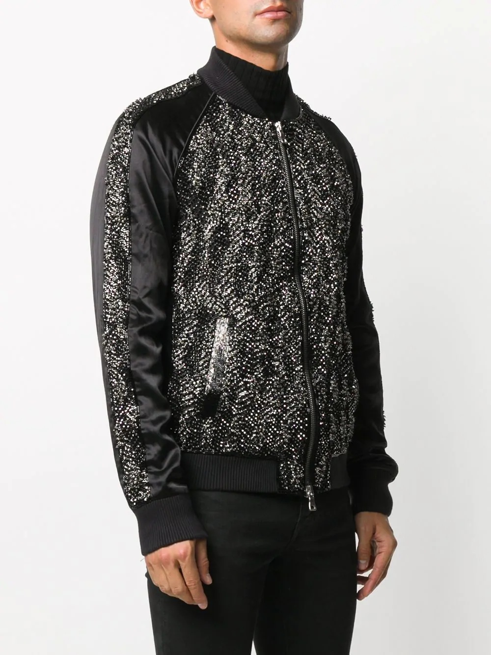 sequinned velvet  bomber jacket - 3