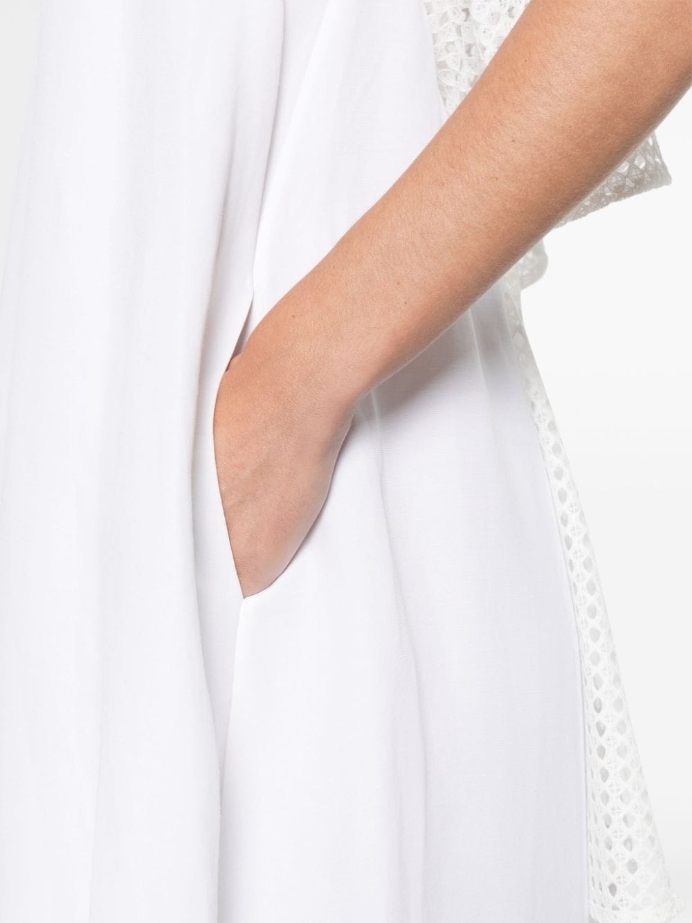 lace-panelling sleeveless dress - 5