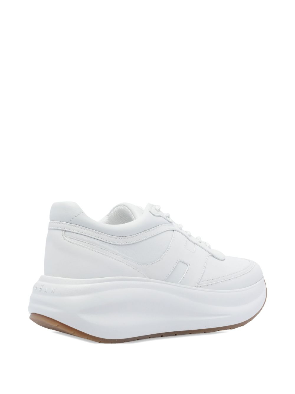 leather round-toe sneakers - 4