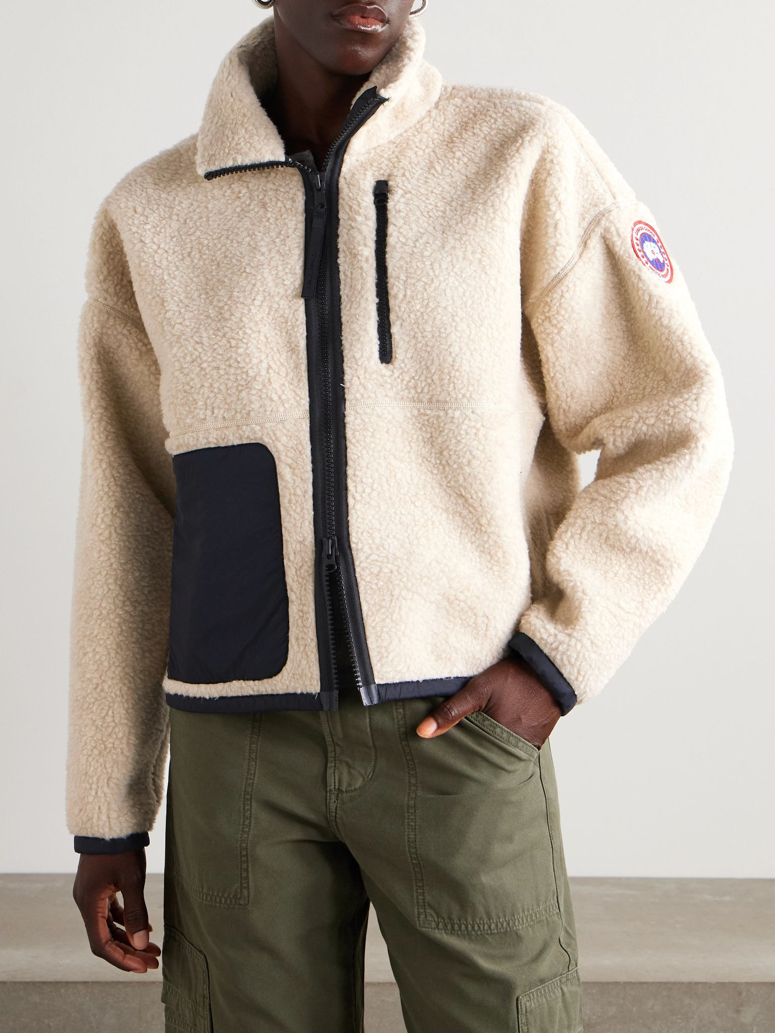 Simcoe shell-trimmed wool-blend fleece jacket Cream - 3