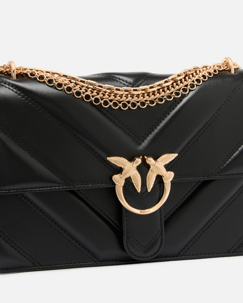 LOVE BAG ONE MEDIUM SHOULDER BAG IN CHEVRON LEATHER AND NAPPA WITH TRIPLE CHAIN 3