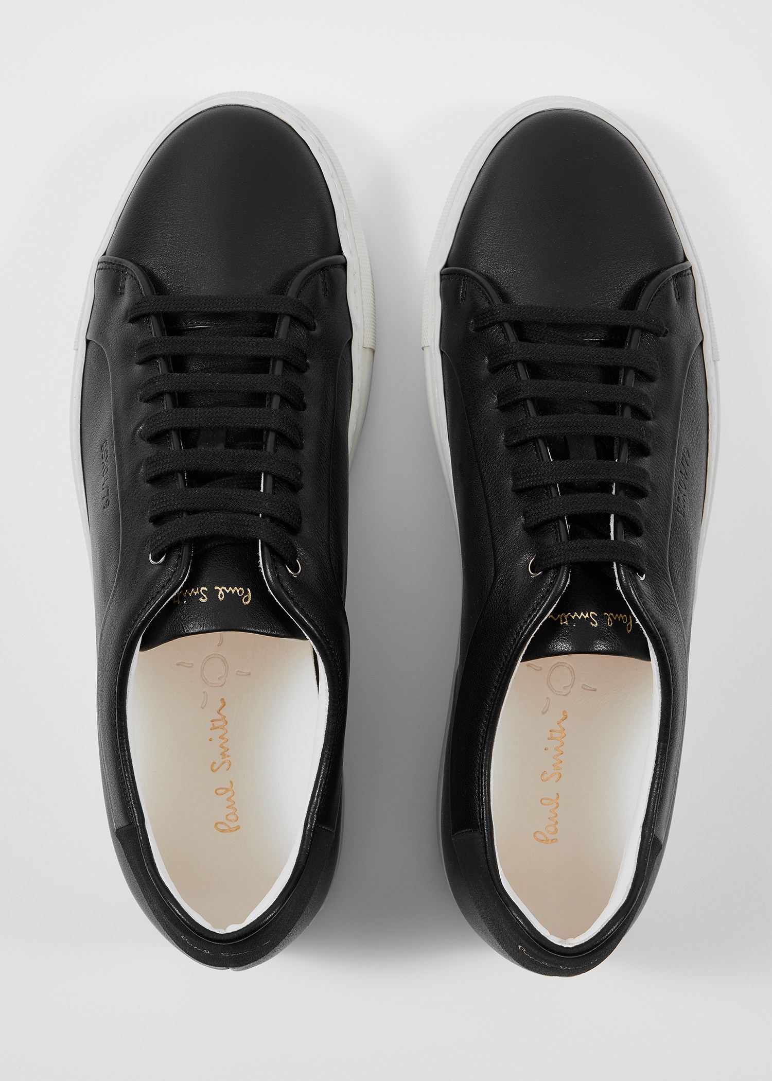 Black Leather 'Basso' Trainers With Cream Soles - 3