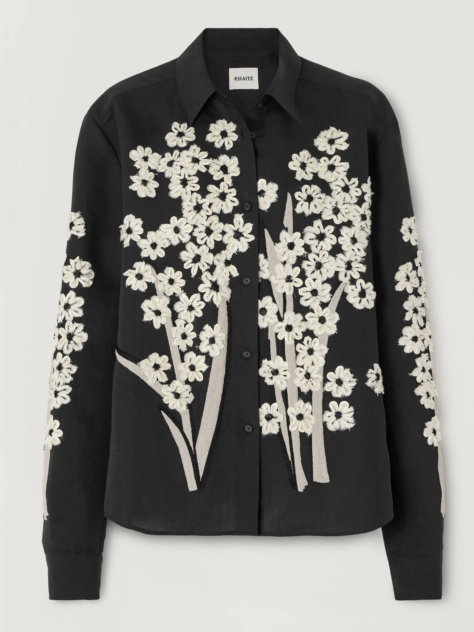 Argo appliquéd silk and cotton-blend blouse Black - 1
