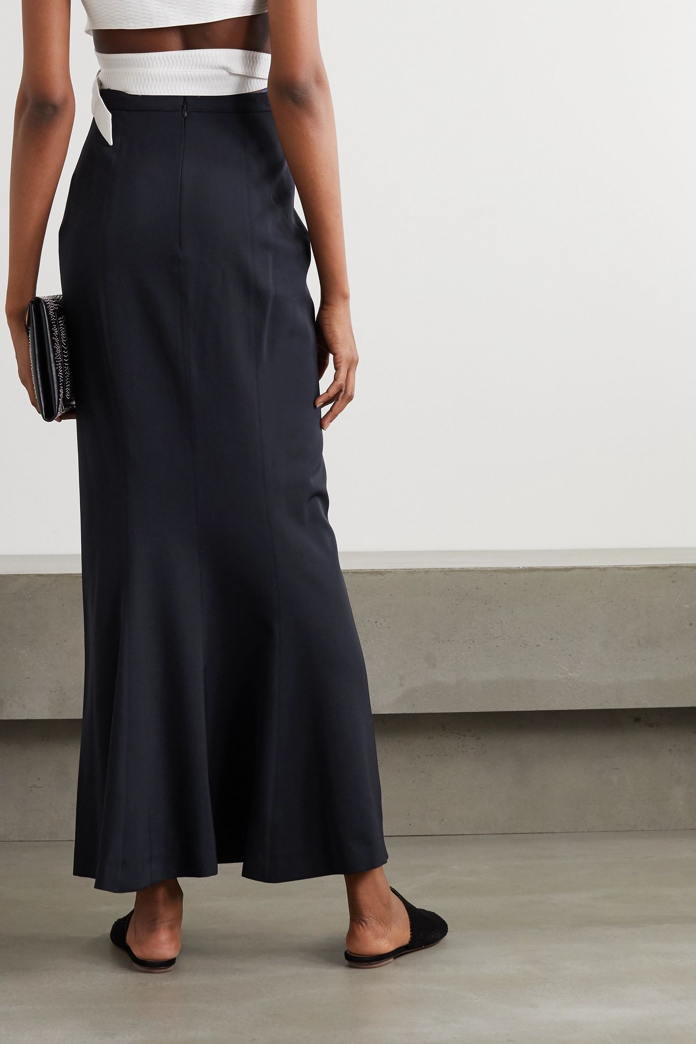 Wool-crepe midi skirt - 3