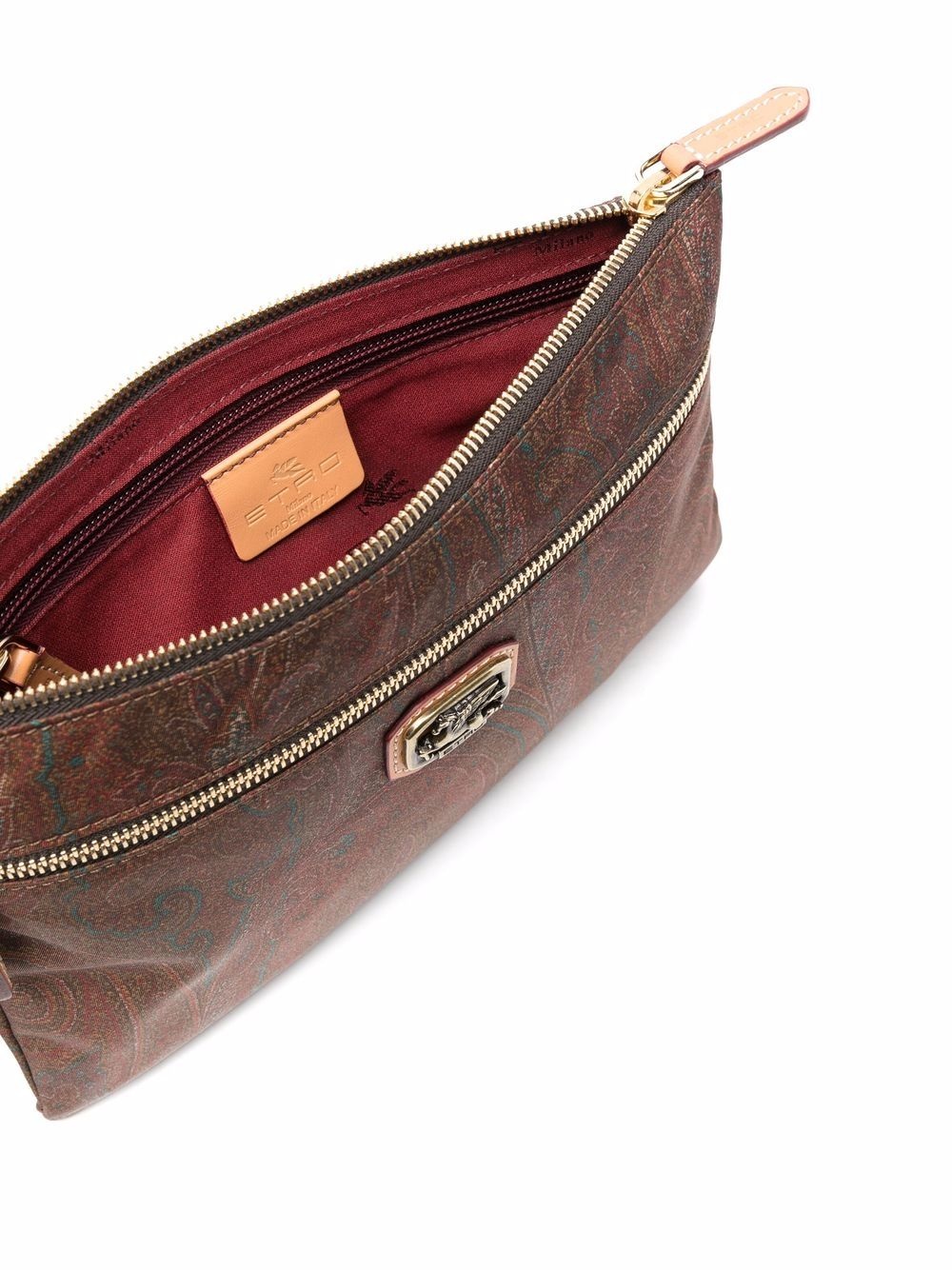 paisley-print leather messenger bag - 5