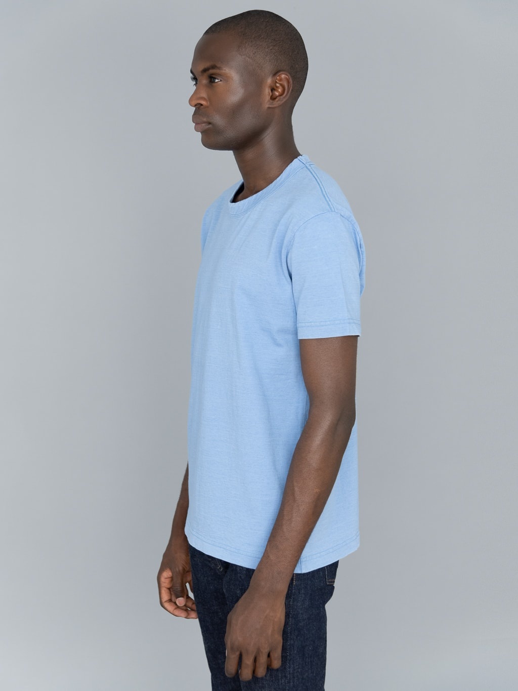 Pure Blue Japan SS5011-P Pale Indigo Dyed Crewneck T-Shirt - 5