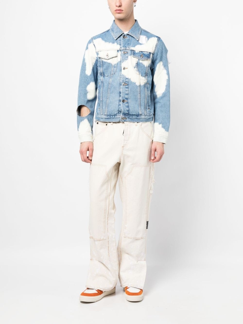 cut-out bleached denim jacket - 2