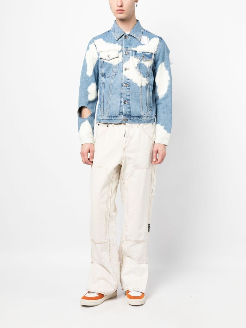 Off-White cut-out bleached denim jacket outlook