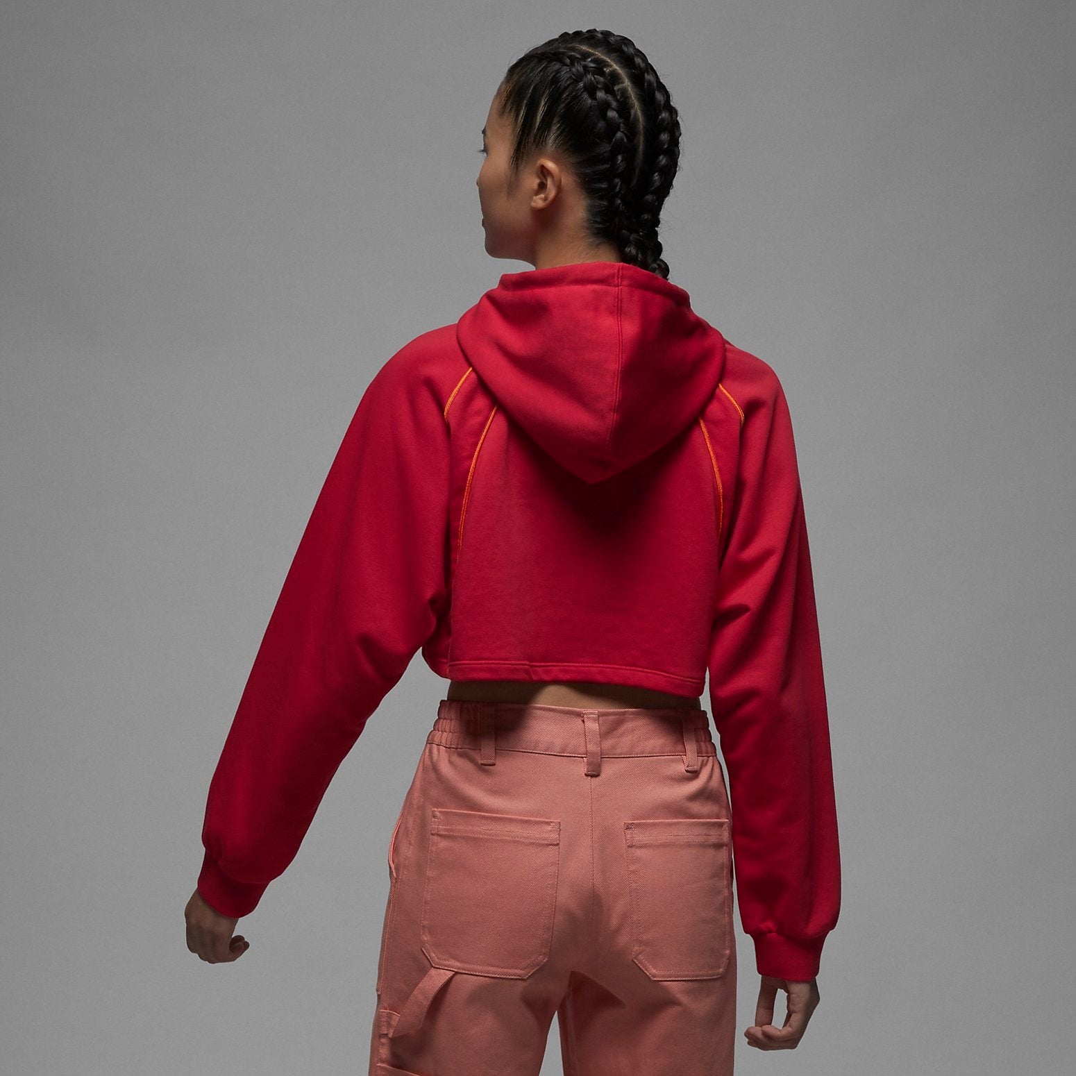 (WMNS) Air Jordan Crop Pullover Fleece Hoodie 'Red' DQ4391-612 - 2