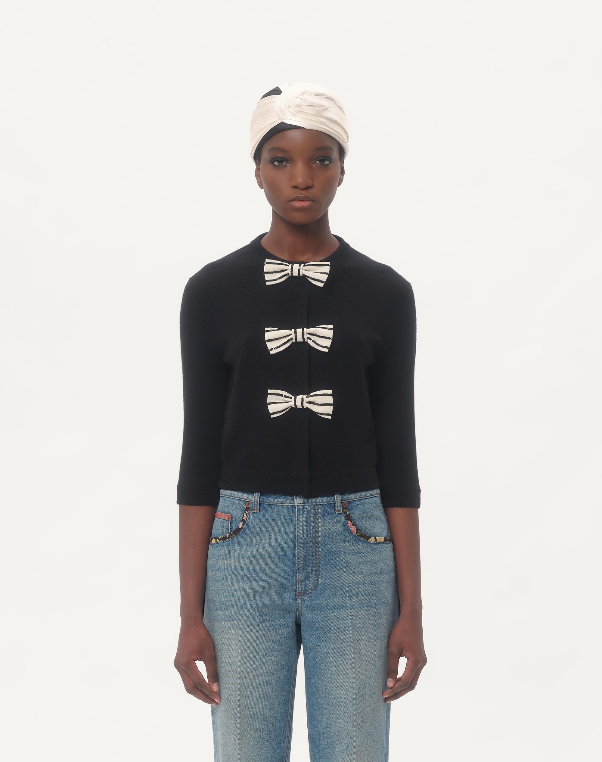 CARDIGAN WITH EMBROIDERED BOWS - 5