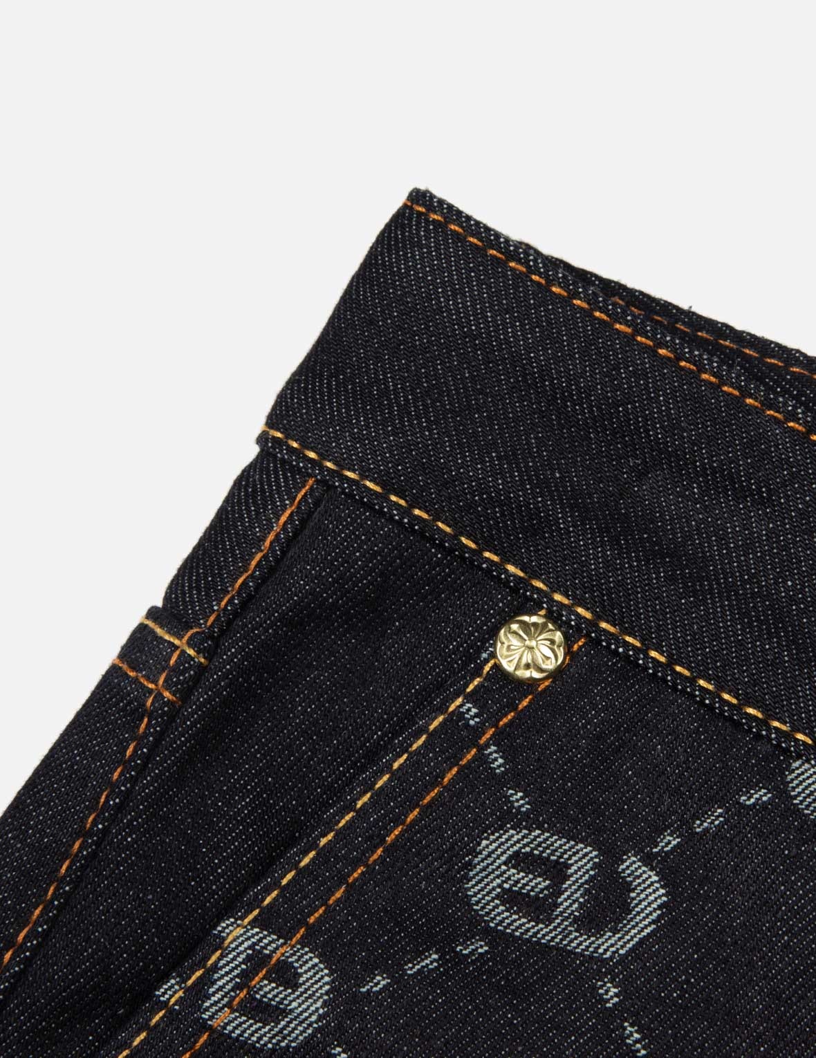 ALLOVER LOGO JACQUARD AND SEAGULL EMBROIDERY LOOSE FIT DENIM SHORT - 7