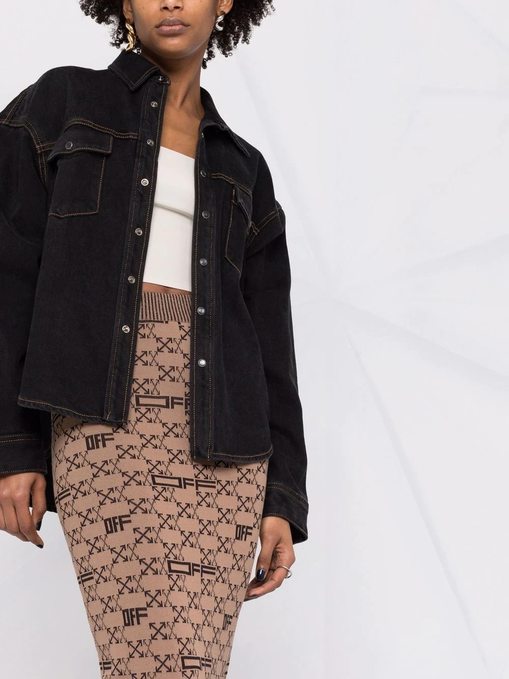 intersia-knit Arrows-logo pencil skirt - 8