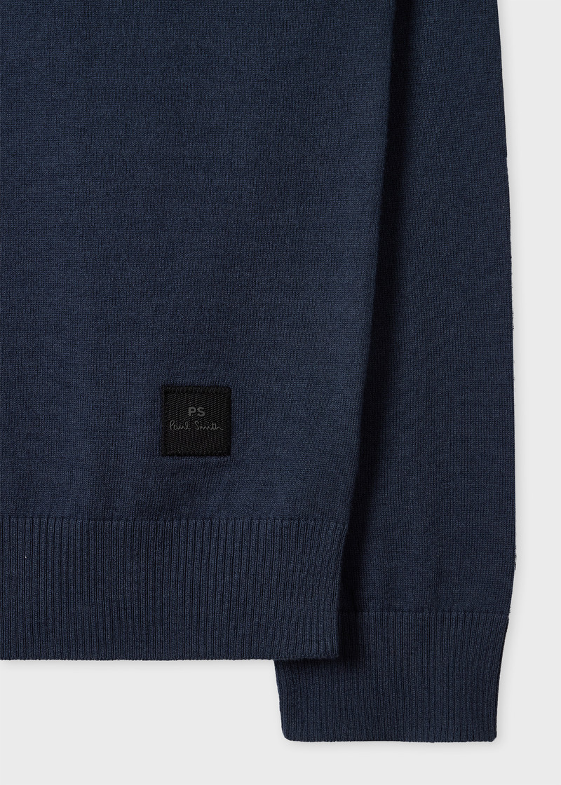 Navy 'Dice' Merino Wool-Blend Knitted Sweater 3