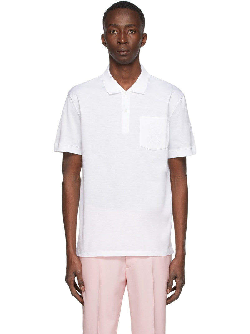 White Mercerized Cotton Polo - 1