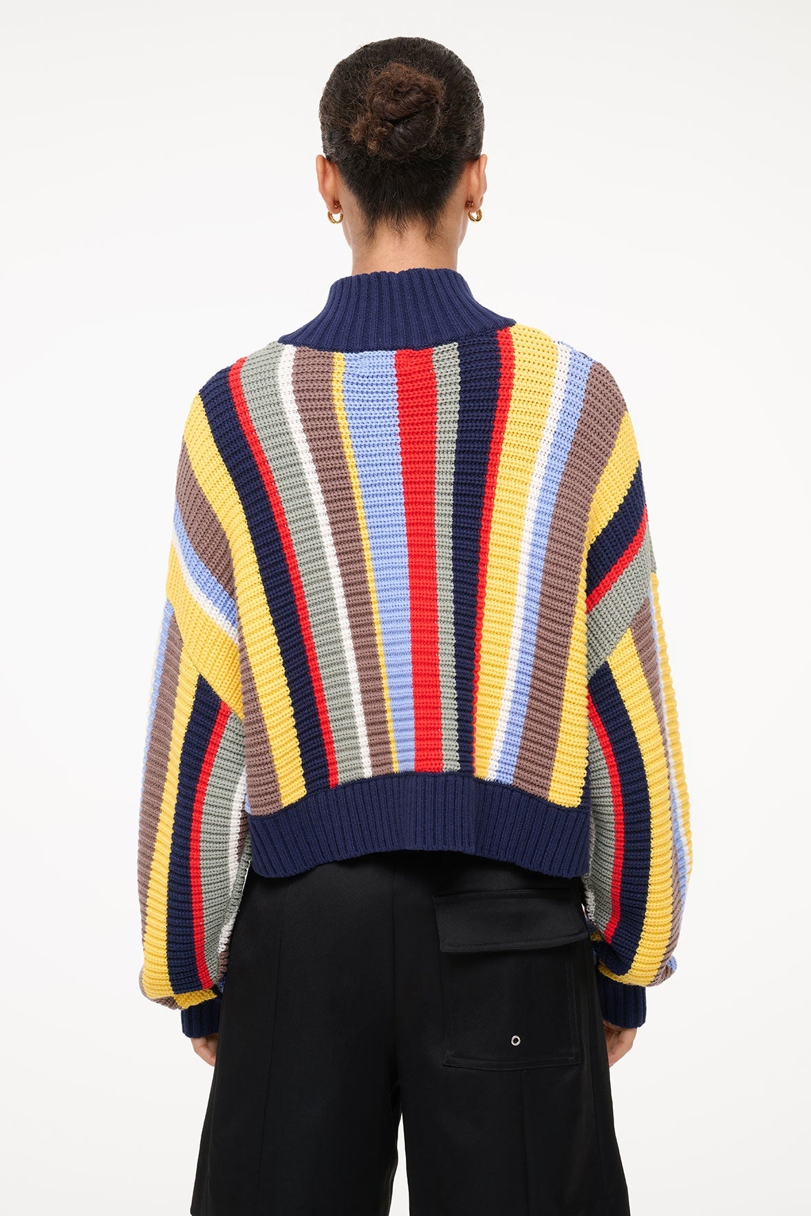 STAUD CROPPED HAMPTON SWEATER MARKET STRIPE - 5
