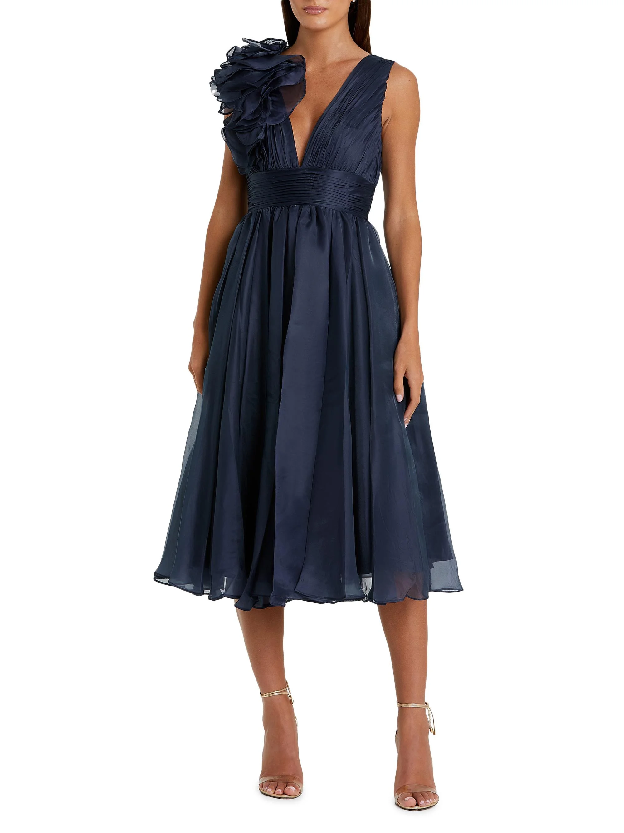 Women's Chiffon Sleeveless Fit & Flare Midi-Dress - Midnight - 1