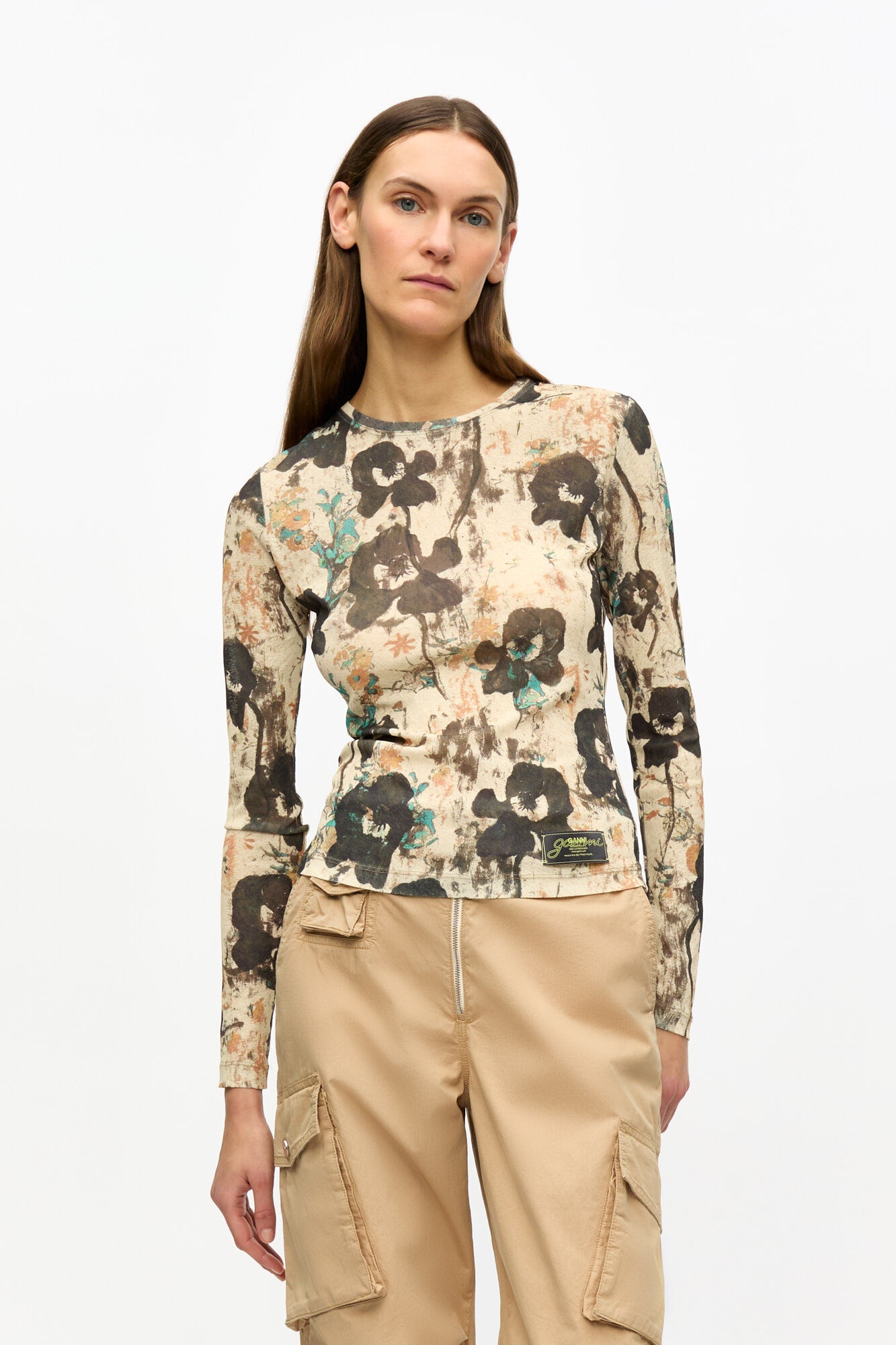 CAMEL WASHED COTTON TWILL PANTS - 3