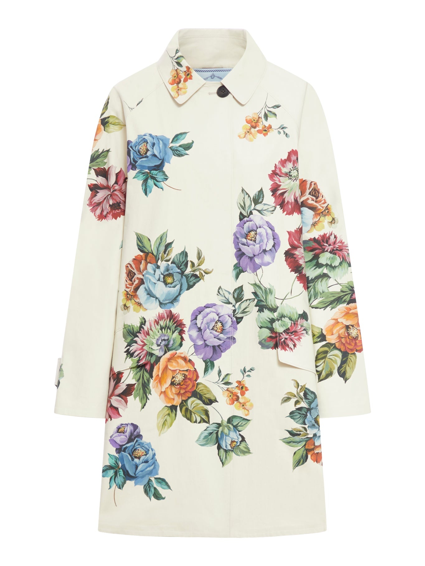 SINGLE-BREASTED COAT IN PRINTED COTTON - 1
