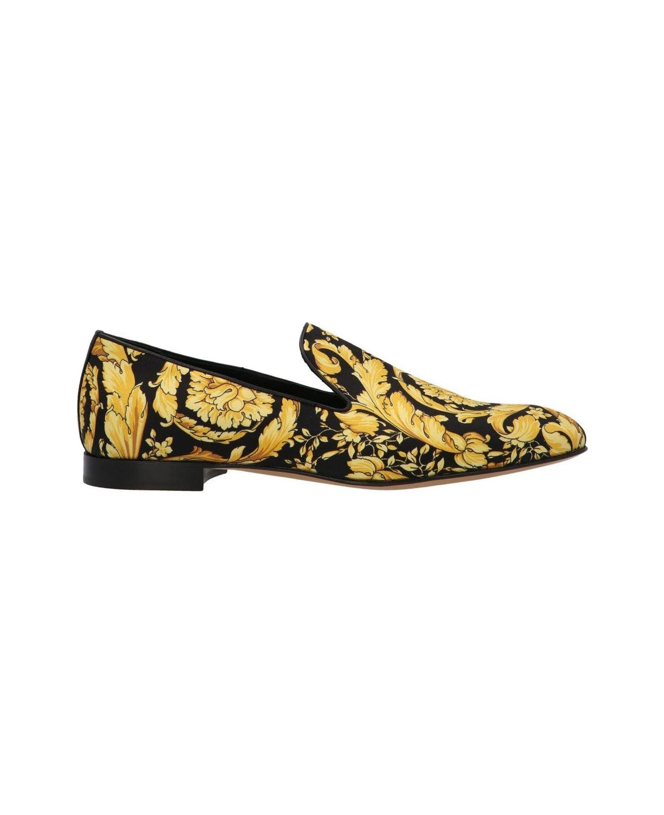 Baroque Pattern Pointed Toe Loafers - 1