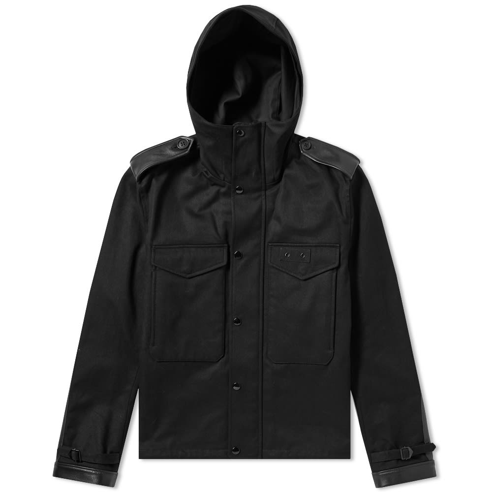 Saint Laurent Leather Detail Hooded Jacket - 1