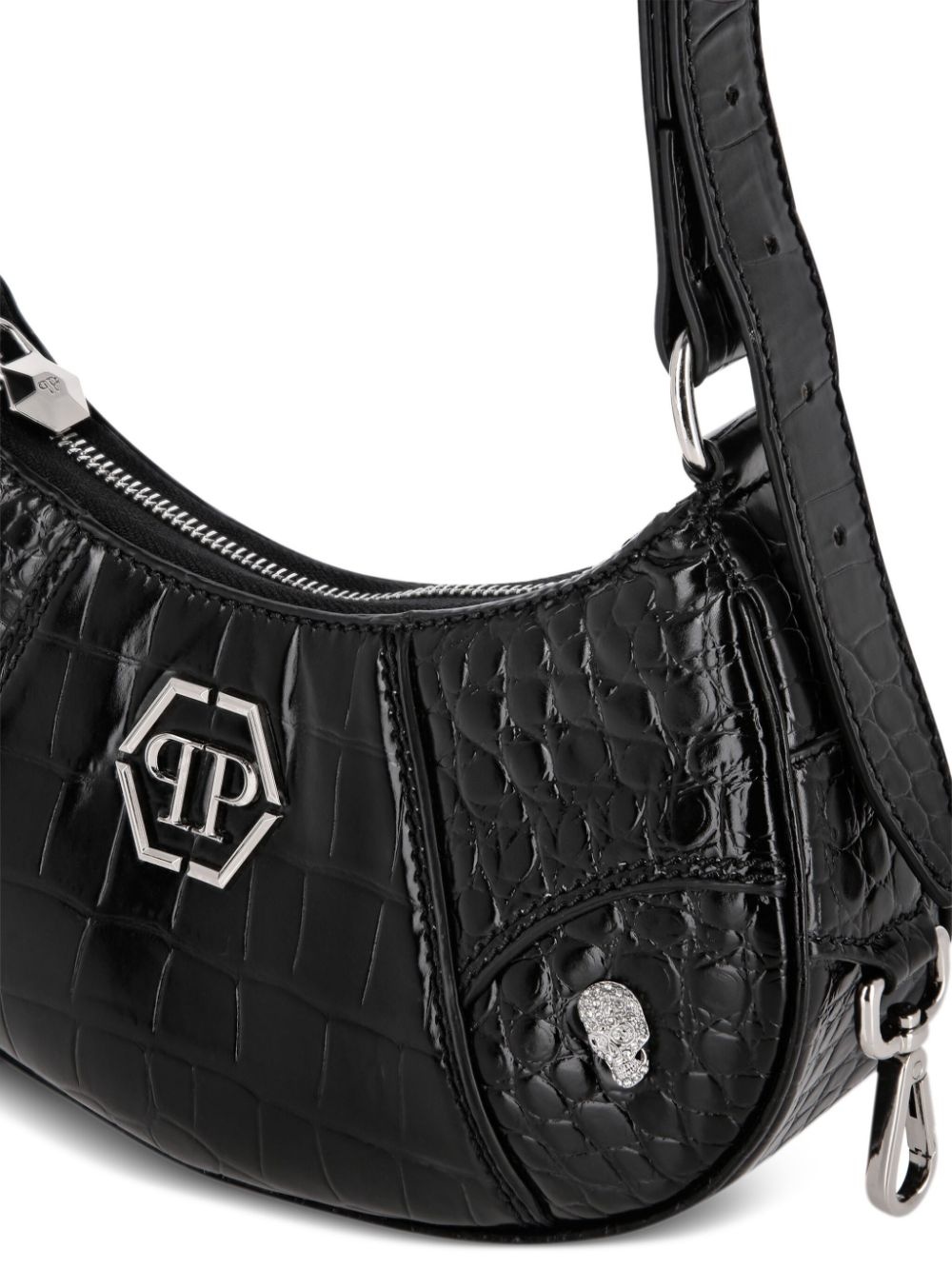 logo-plaque leather shoulder bag - 4