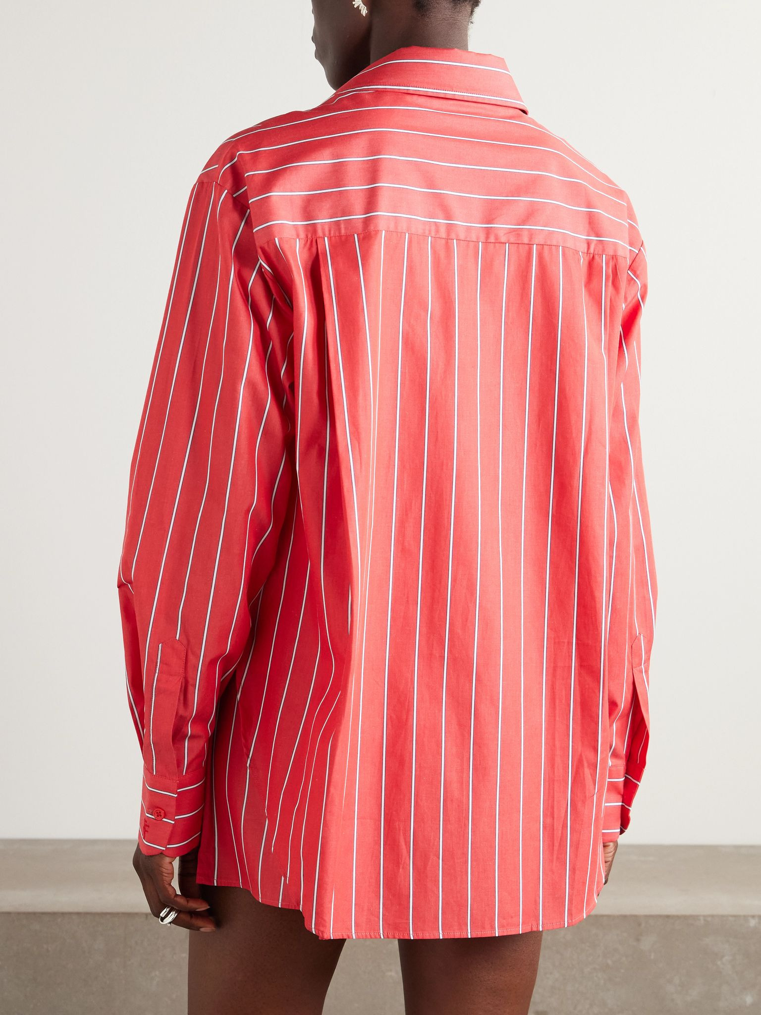 Lui striped cotton-poplin shirt Red - 4