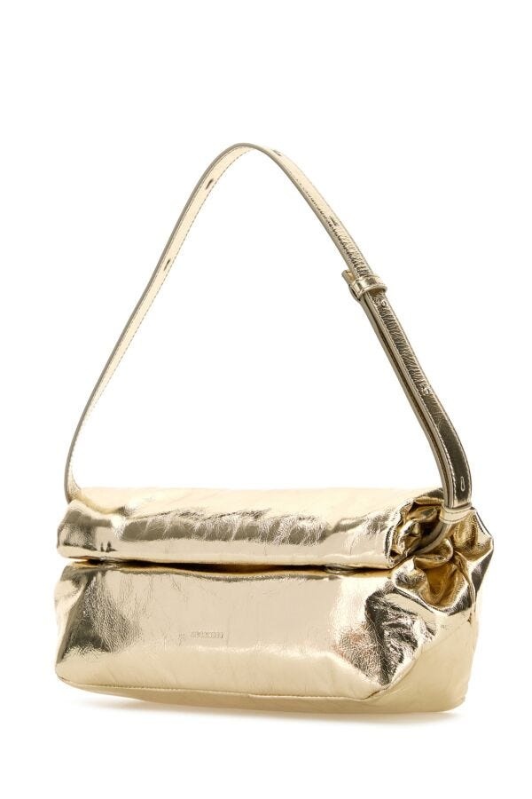 Gold leather small Rollup shoulder bag - 2