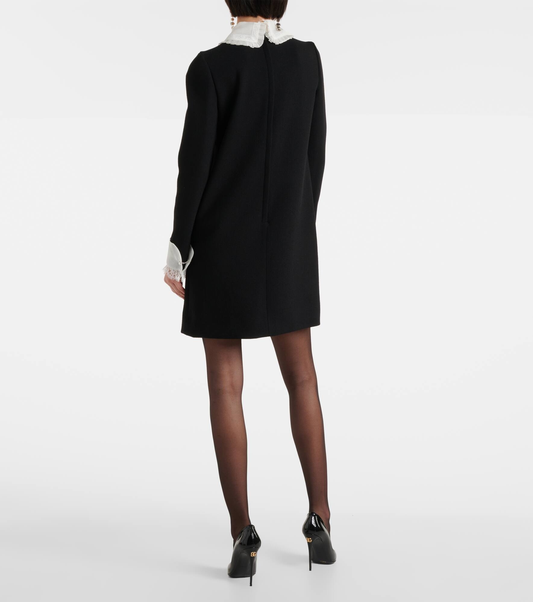 Organza-trimmed crêpe minidress - 3