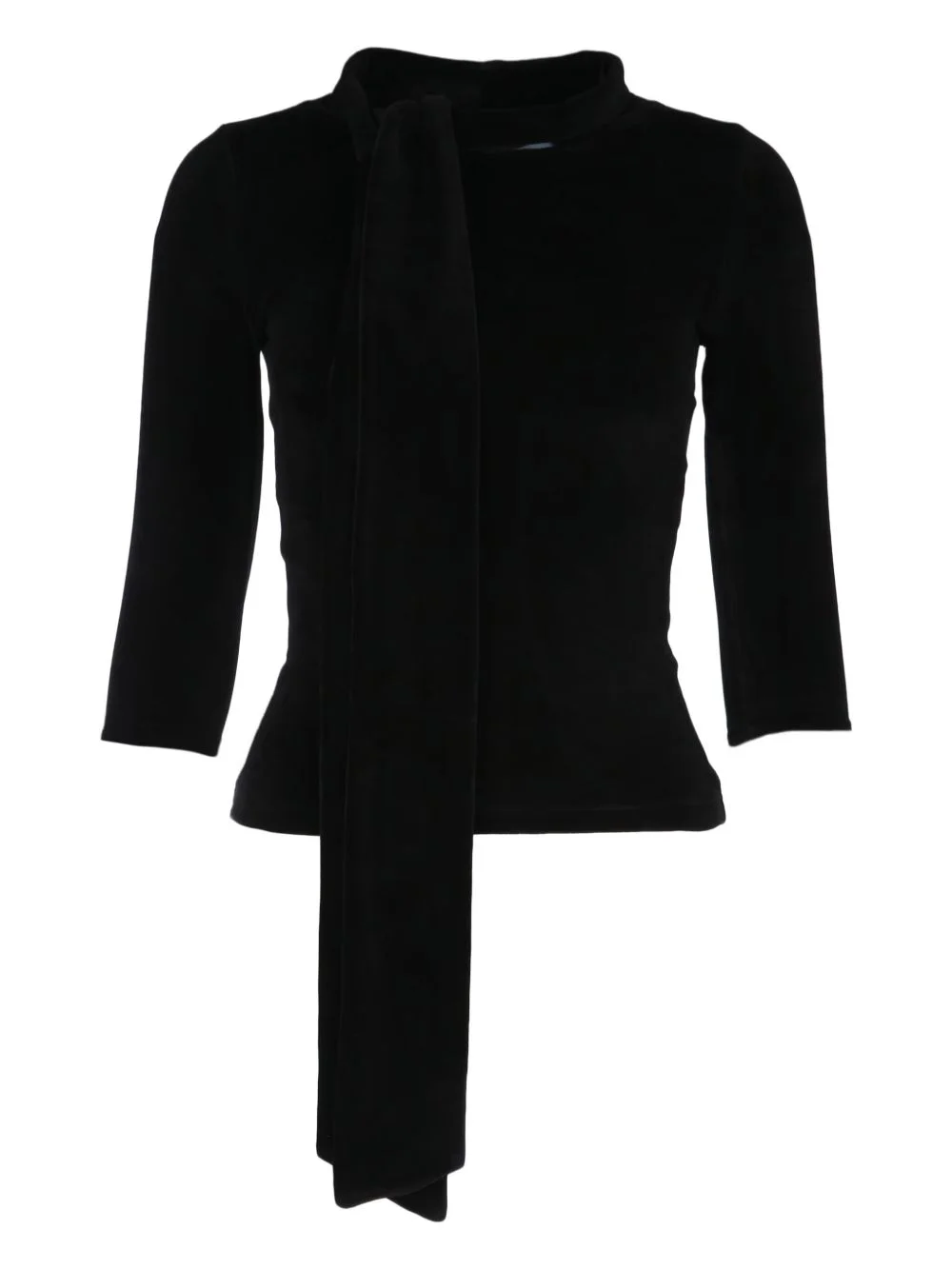 scarf-detail velvet top - 1