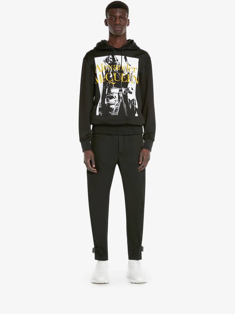 Men's Loopback Atelier Print Hooded Sweatshirt in Black - 2