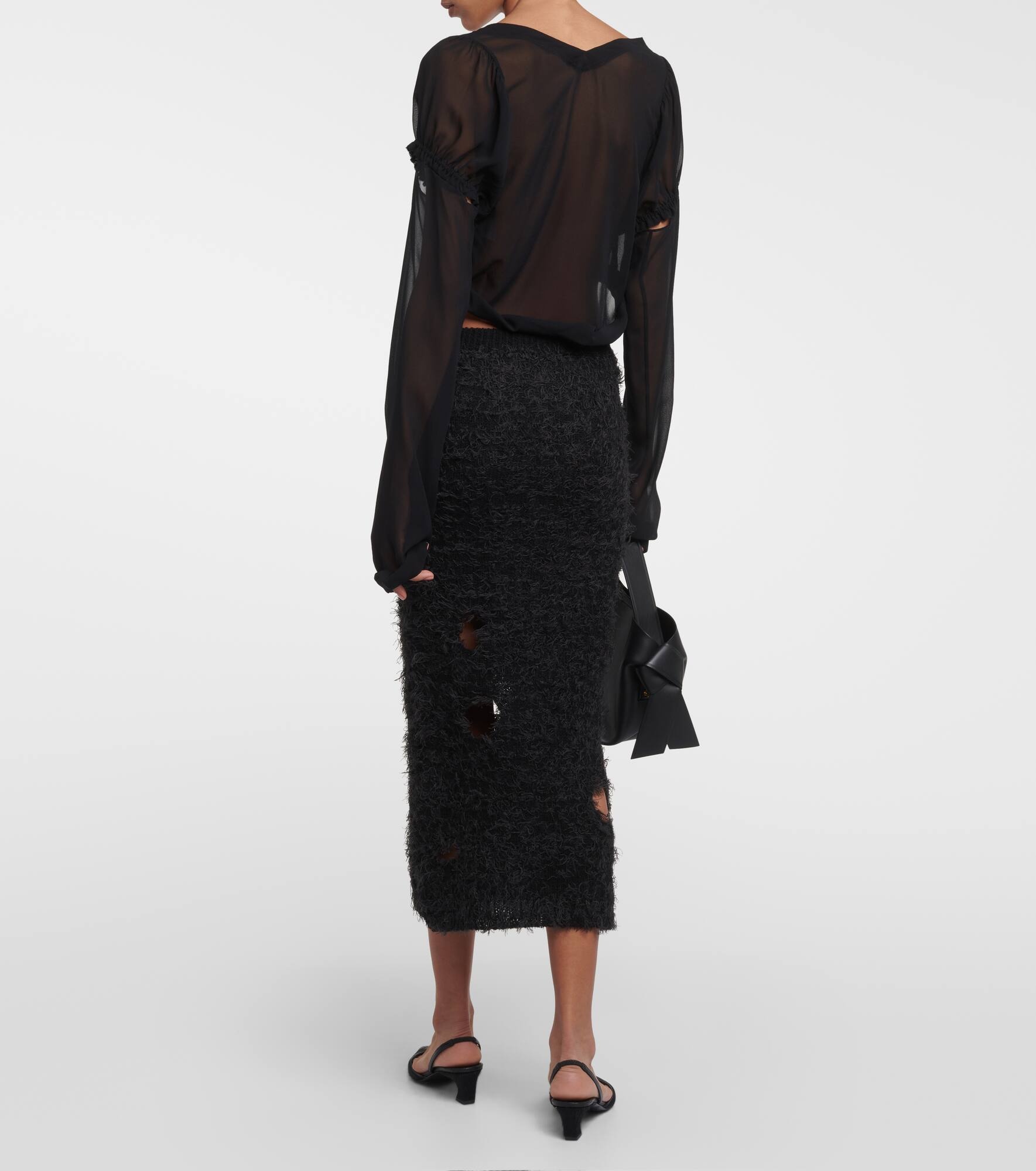 Cutout wool-blend midi skirt - 3