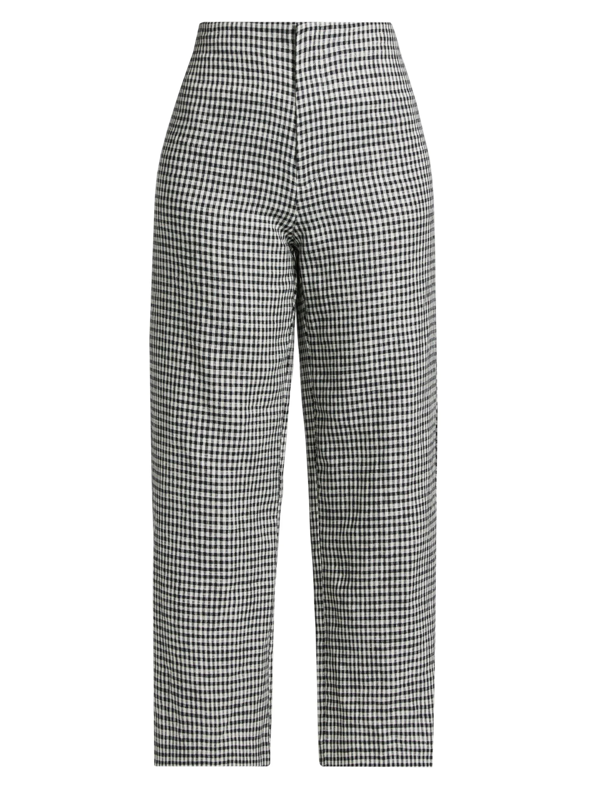 Women's Joni Gingham Linen Crop Pants - Remy Check - 1