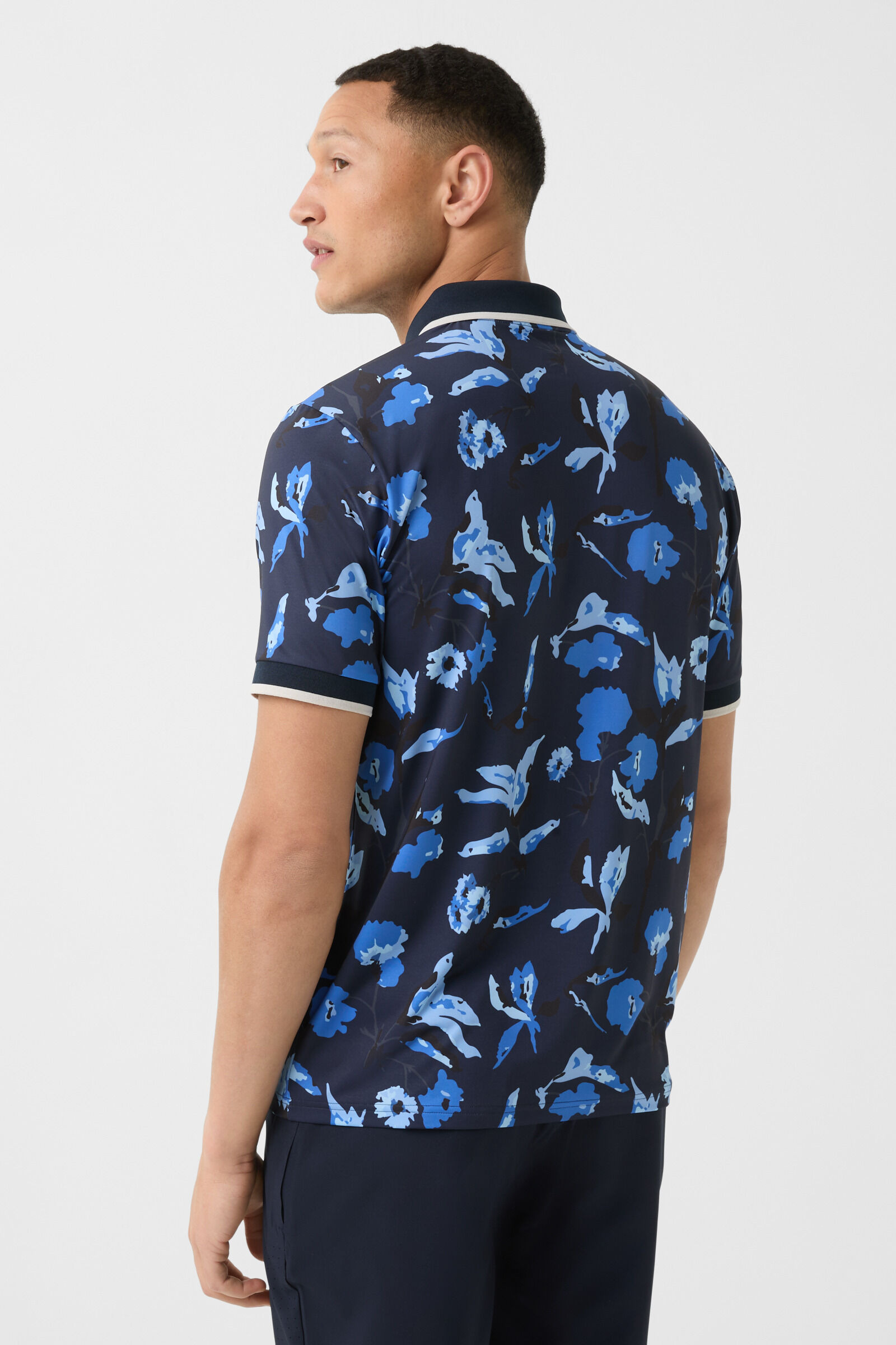 Valentin functional short-sleeved top in Navy blue/light blue - 3