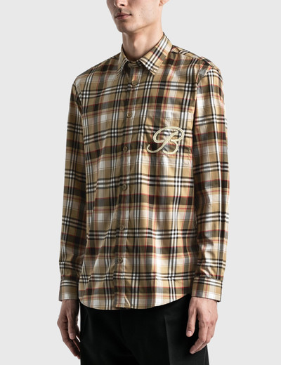 Burberry EMBROIDERED B MOTIF STRETCH COTTON SHIRT outlook