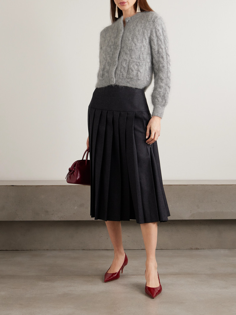 Alessandra Rich Cropped Sequin-embellished Cable-knit Cardigan outlook