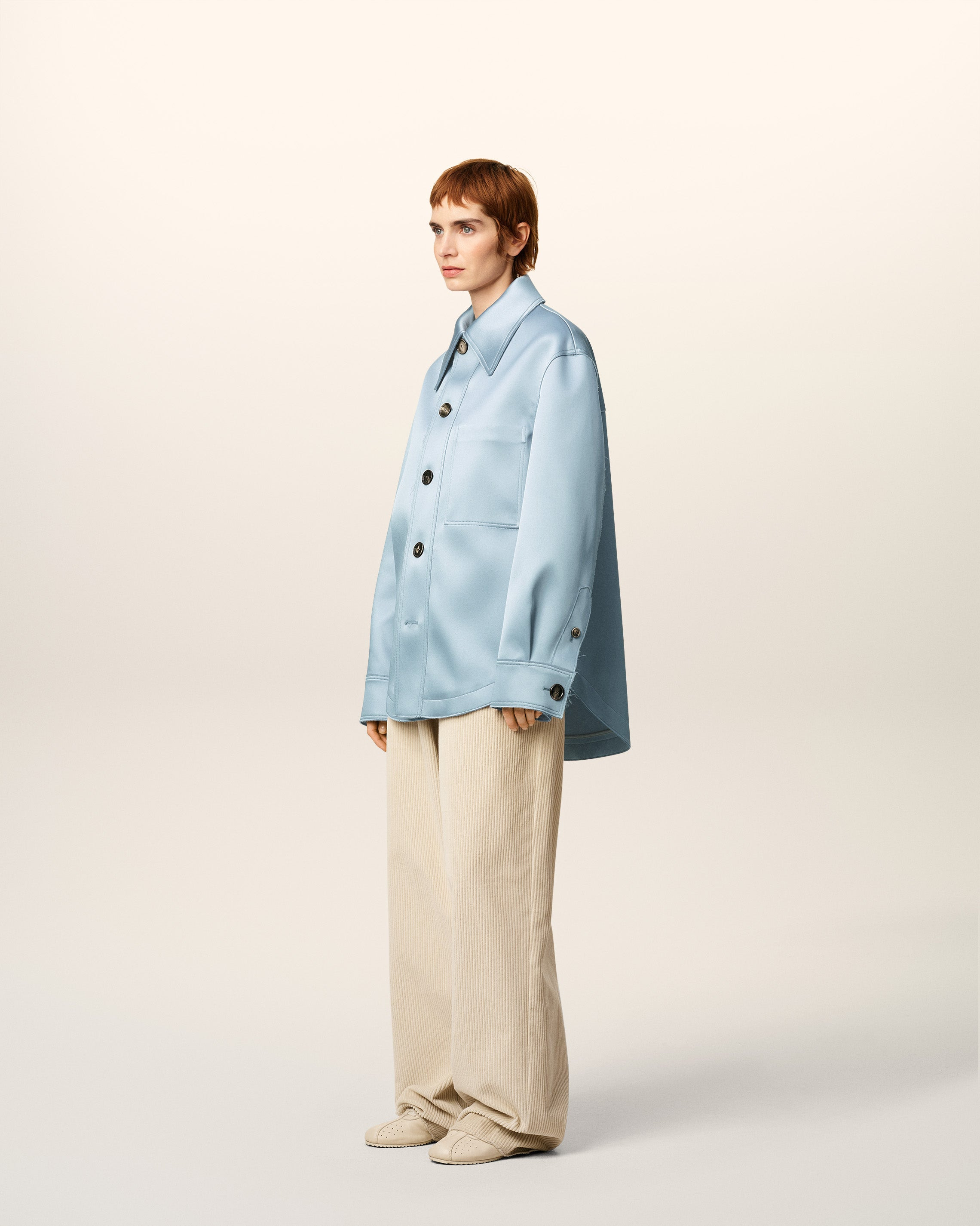 BLUE SATIN AMI DE COEUR BUTTONED JACKET - 6