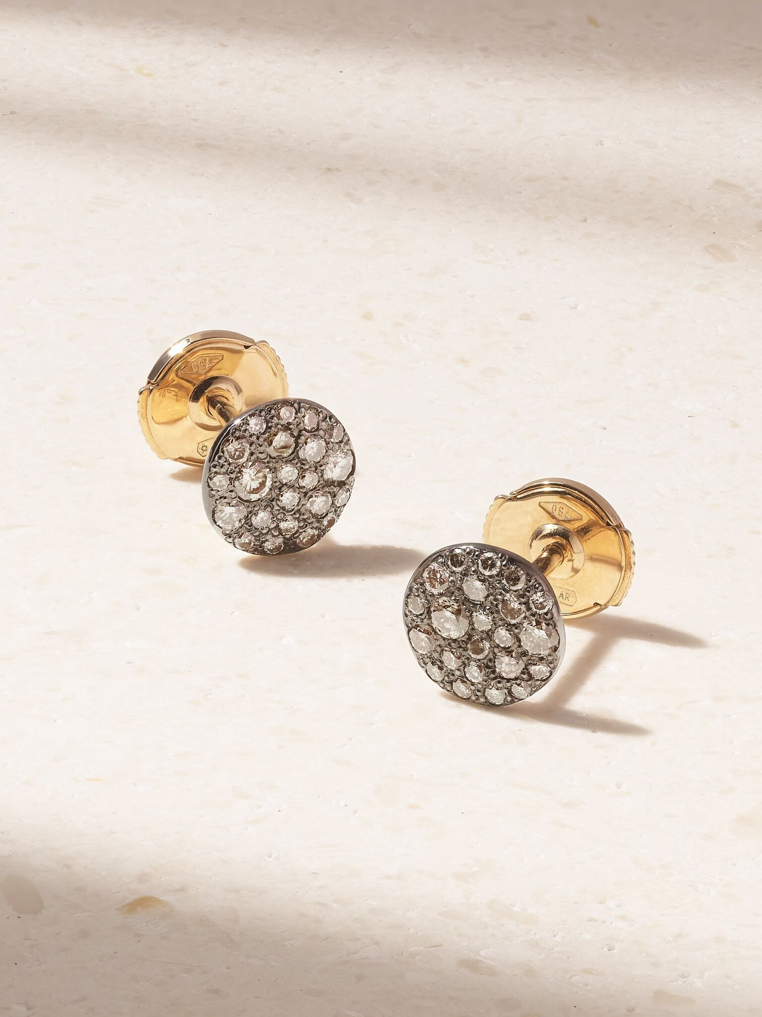 Sabbia rhodium-plated 18-karat rose gold diamond earrings Gold - 1