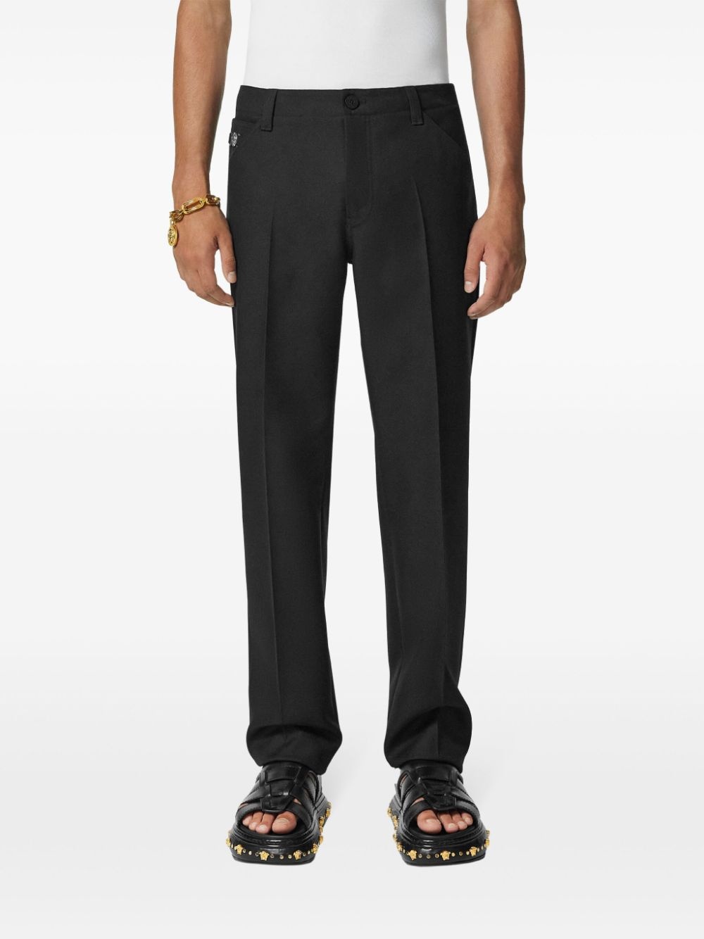 Medusa-plaque tailored trousers - 3