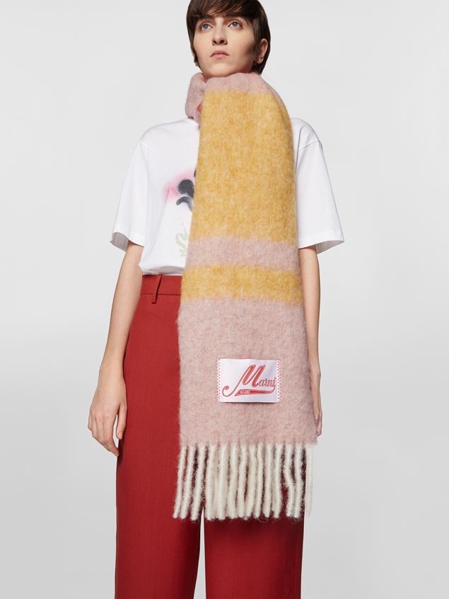 PINK STRIPED MOHAIR SCARF - 2