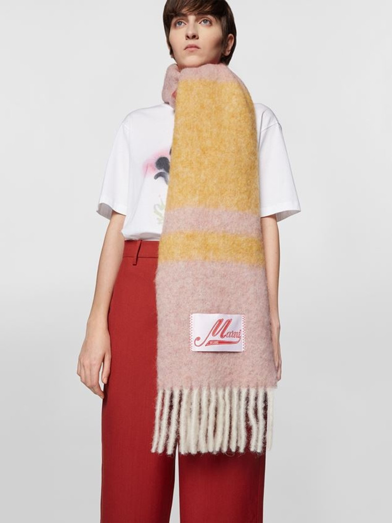 Marni PINK STRIPED MOHAIR SCARF outlook