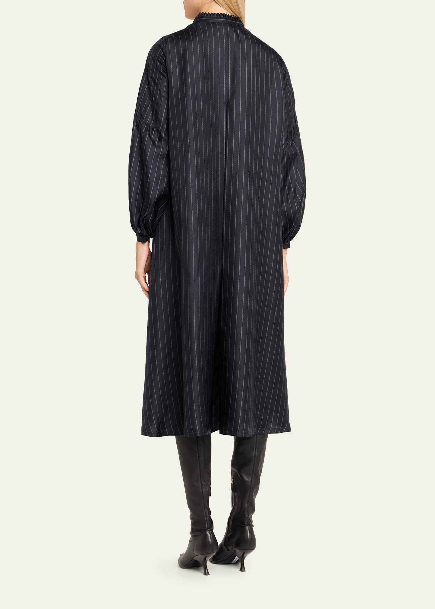 Sabbia Pinstripe Silk Midi Dress - 3