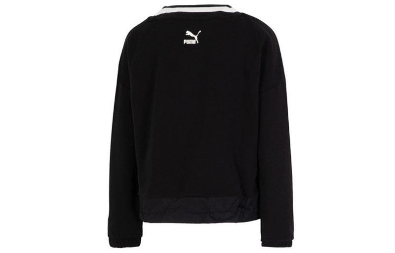 PUMA (WMNS) PUMA Logo V neck Sweatshirt 'Black' 537524-01 outlook