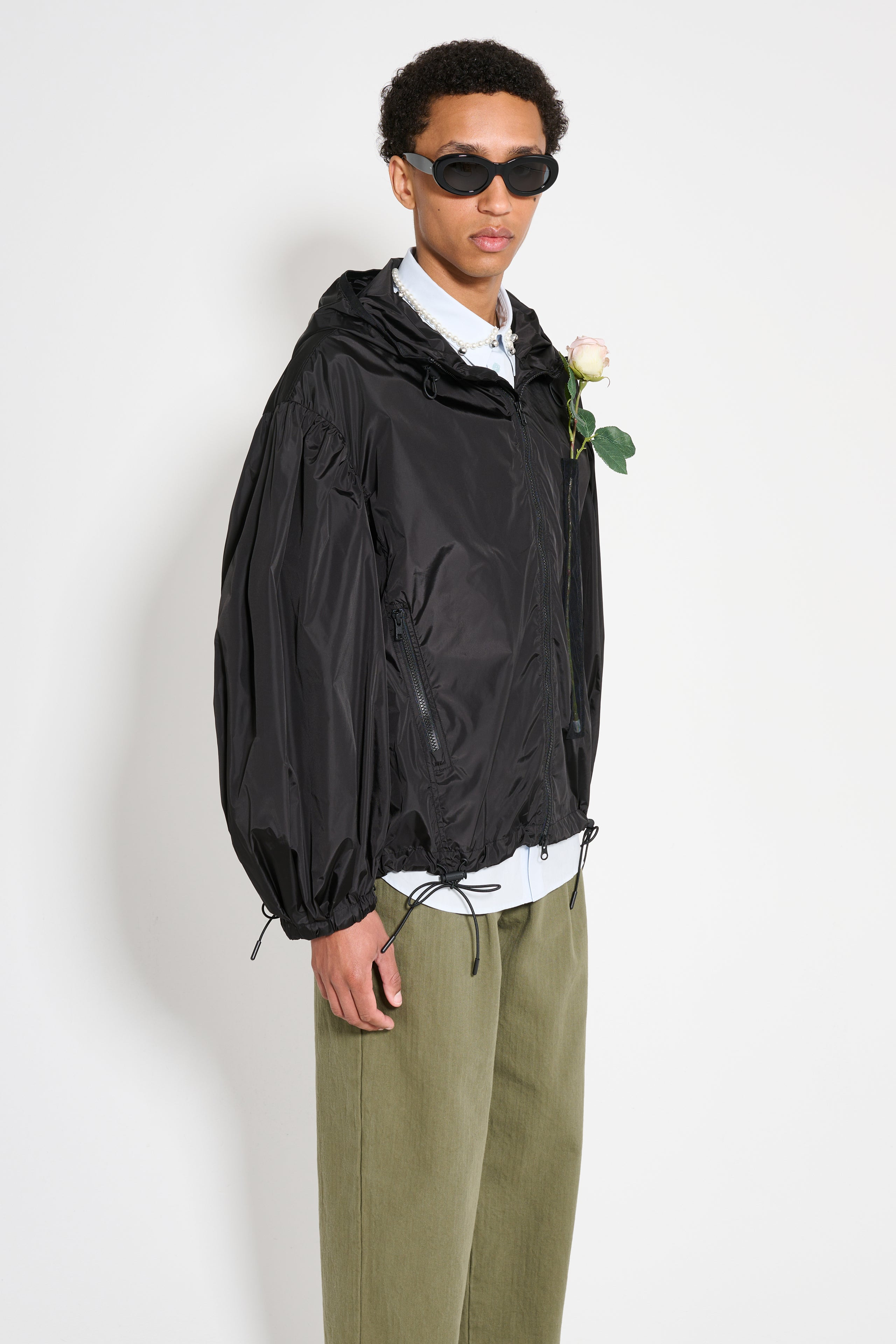 SIMONE ROCHA PUFF SLEEVE JACKET WITH TULLE POCKET AND FLOWER BLACK - 4