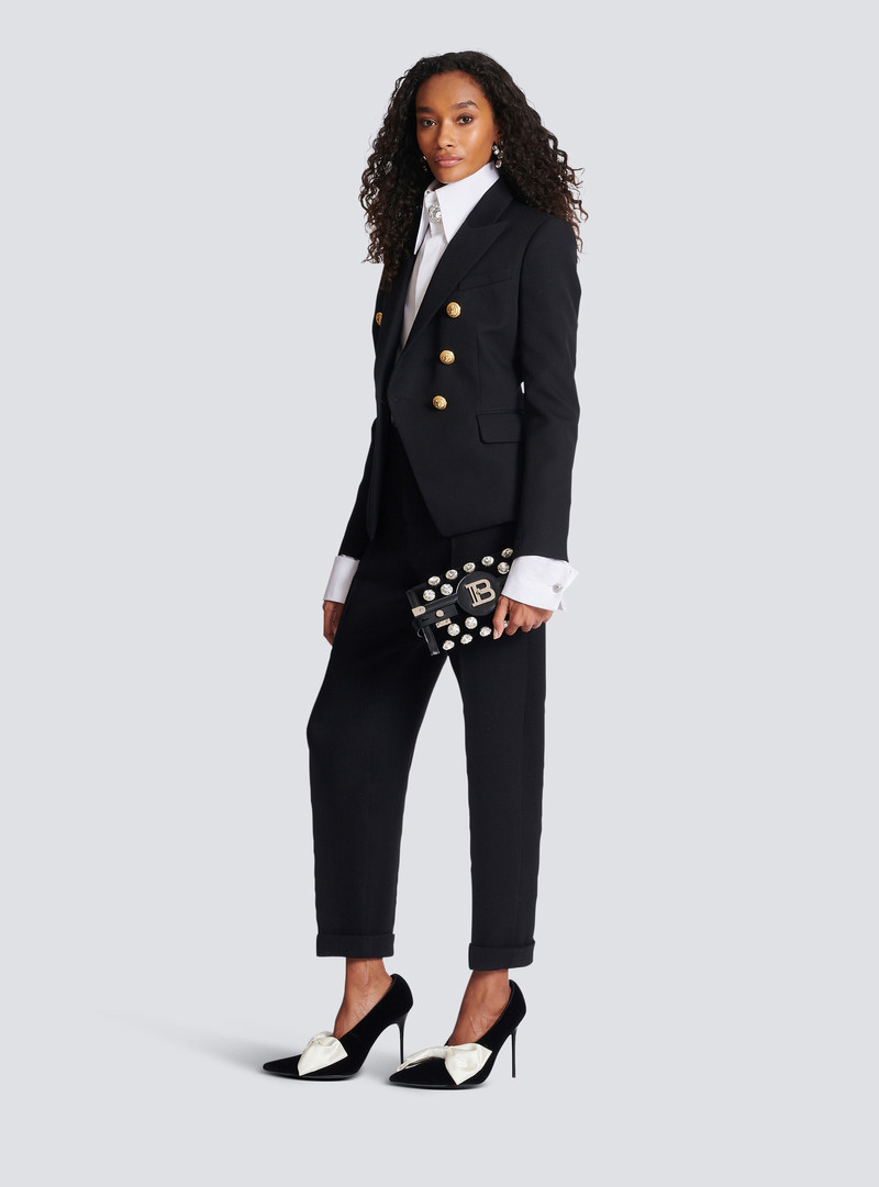 Balmain B-Buzz Pouch 23 in velvet and crystals outlook