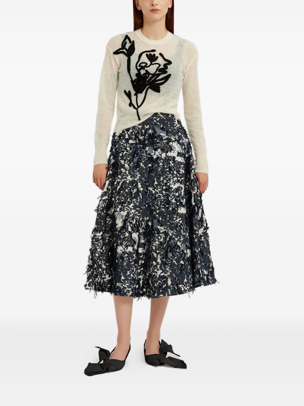 floral-motif crew-neck sweater - 3