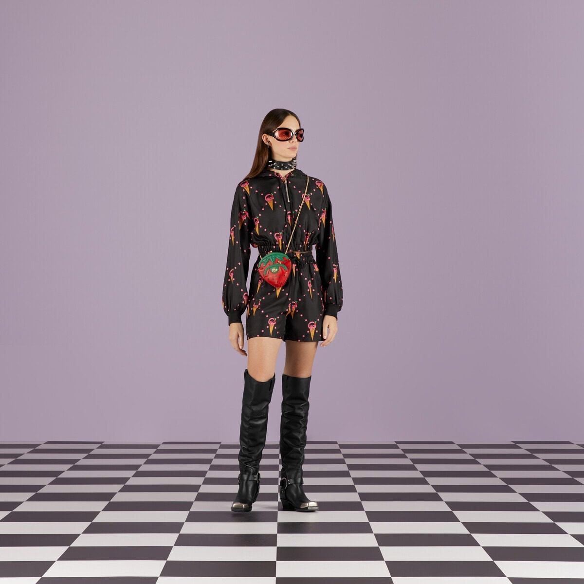 Silk short with Gucci ice cream print - 2
