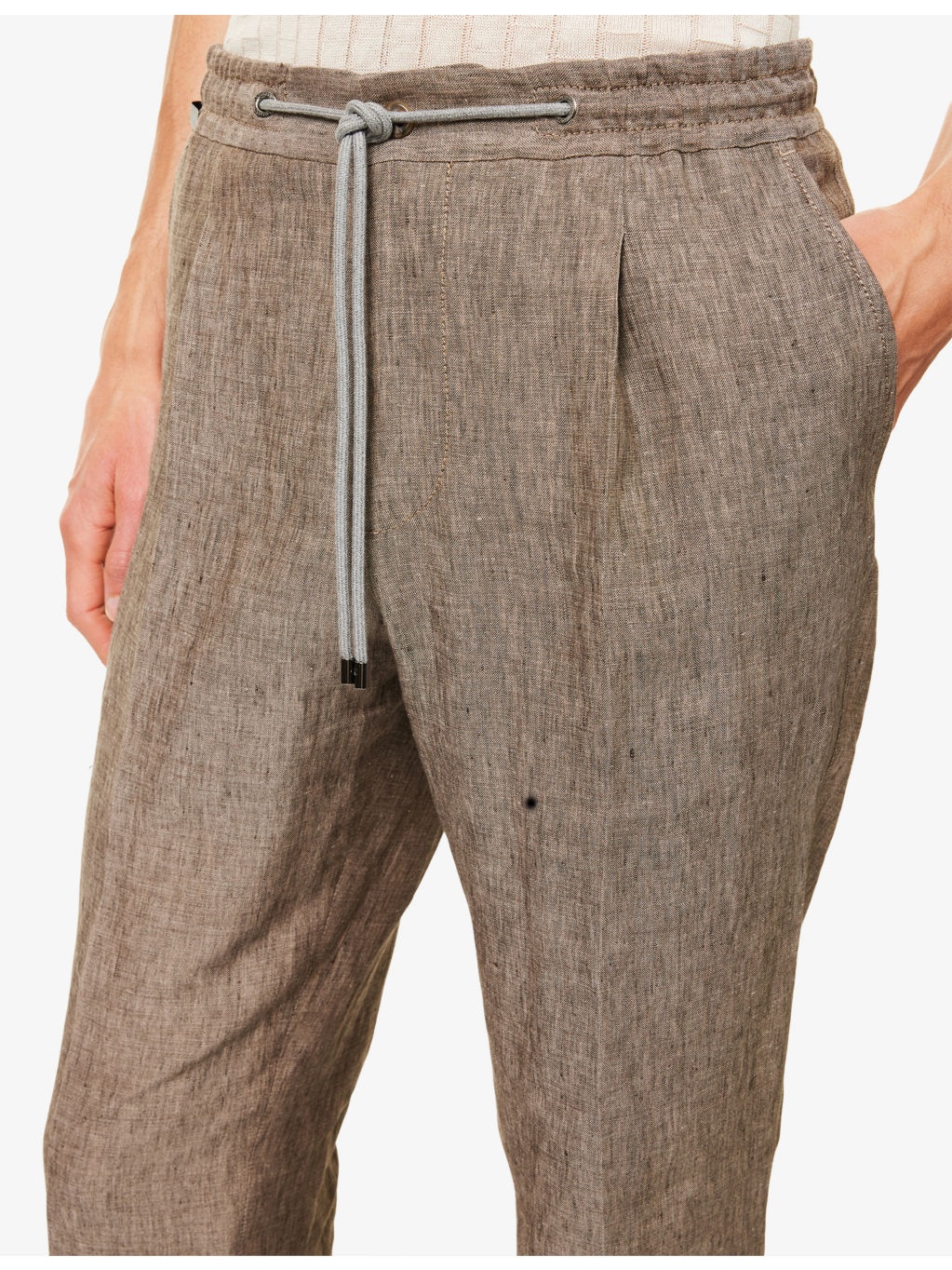 Drawstring Straight-Leg Linen Trousers - 5